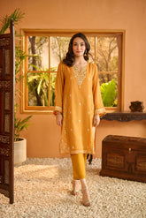DA-2055 MUSTARD EMBROIDERED KURTA